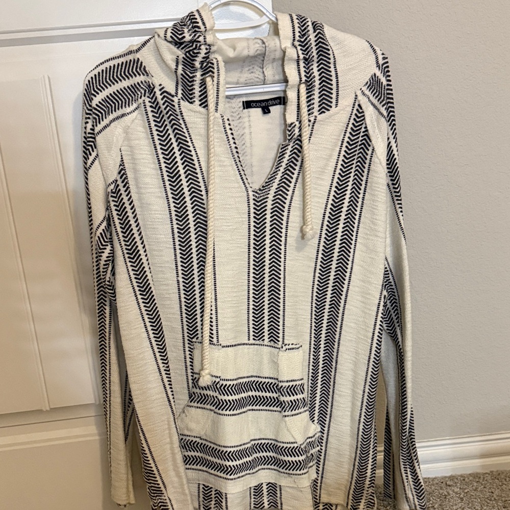 Ocean Drive Cream and Black Striped Sweater